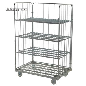 Entrepôt <span class=keywords><strong>treillis</strong></span> <span class=keywords><strong>métallique</strong></span> galvanisé durable démontable 4 côtés rouleau <span class=keywords><strong>jumbo</strong></span> conteneur de transport sur roues - Product Image 6