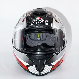 大人のためのカスタムフルフェイスヘルメットオートバイカーボンファイバーダブルバイザーCascos Para Moto
