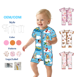 Yy Bambus Baby Kurzarm-Strampler Neugeborene Bedruckte Zweiwege-Reißverschluss Waschbare Lässige Pyjamas für Säuglinge Unisex Herbst Umweltfreundlich - Product Image 1