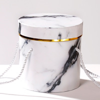 Boîtes d'emballage en papier cadeau en gros pour bouquets de fleurs avec boîte à fleurs cylindrique ronde en marbre, impression offset, réutilisables