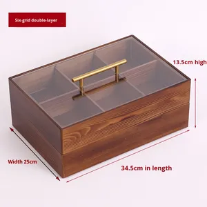 Boîte de rangement de bureau en bois massif lumière luxe nouveau compartiment unique <span class=keywords><strong>chinois</strong></span> pour bonbons aux noix moderne usage domestique <span class=keywords><strong>plateau</strong></span> de salon - Product Image 3