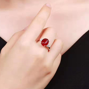 Nhẫn Đá Quý Màu Đỏ Tự Nhiên 9X11Mm Dành Cho Nữ Bán Chạy Thiết Kế Trang Sức Đá Quý Thời Trang 925 Sterling Silver 18K <span class=keywords><strong>White</strong></span> <span class=keywords><strong>Gold</strong></span> Plated - Product Image 6