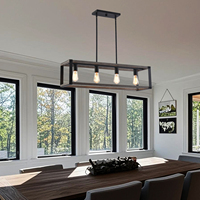 Lustre rectangulaire en fer noir de style industriel américain, hauteur réglable, luminaire suspendu moderne pour intérieur