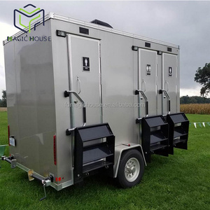 Magic House Two Rooms Trailer Toilet Caravan/ new design plastic outdoor public mobile portable toilet