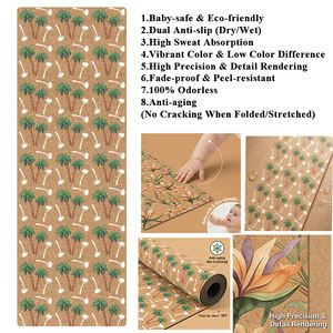 Tapete de Yoga de Corcho y Caucho Natural - Patrones Vibrantes con Tinta Blanca, Tinta a <span class=keywords><strong>Base</strong></span> de Agua Segura para Bebés, Agarre en Seco/Húmedo y Tecnología Anti-Decoloración - Product Image 5