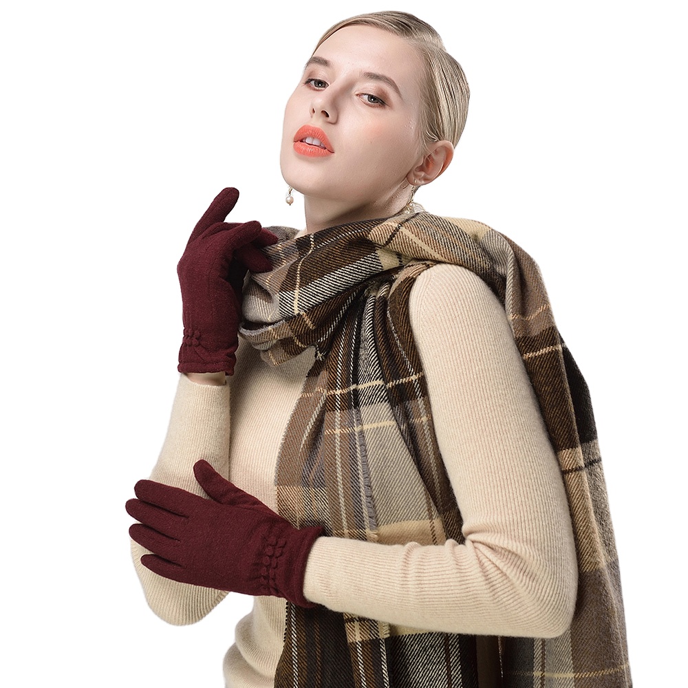 Оптовая продажа шерстяные базовые вязаные с теплой подкладкой зимние велосипедные ручные перчатки для женщин