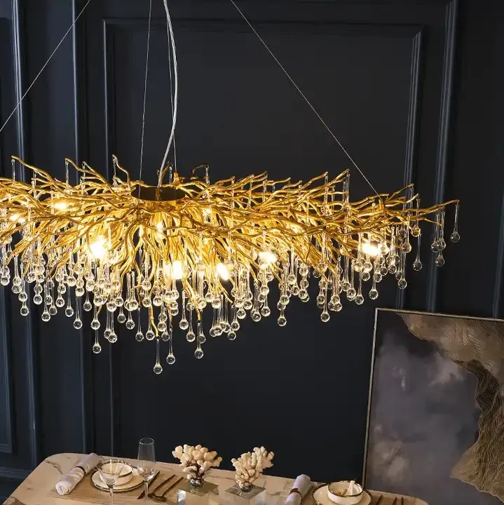 LED Crystal Light Fixtures Modern Luxury Chandelier Decorative Hanging Light