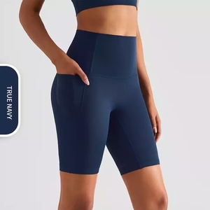 WK1438 pantaloncini da bici da Yoga a vita alta da donna con tasca laterale senza punta di cammello senza pantaloncini da ciclismo per allenamento con cuciture anteriori - Product Image 2
