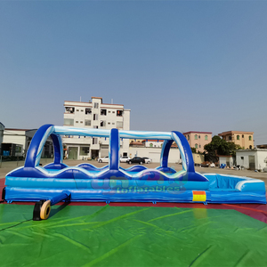Marble blue kids commercial grade splash and ride toys <b>inflatable</b> double lane water slide - Product Image 4