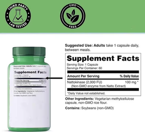 Aeglewell อาหารเสริม nattokinase 4000 <span class=keywords><strong>Fu</strong></span> <span class=keywords><strong>60</strong></span>แคปซูลยืนยาว nattokinase สำหรับการสนับสนุนทางสติปัญญา - Product Image 4