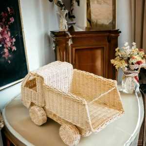 Nuevo estilo Rattan Camper Van Rattan Toys Car Sustainable Eco Friendly Toy Kids Toddler Pretend Play Nursery Room Decoration - Product Image 3