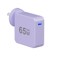 Chargeur mural USB C GaN 65W certifié CE FCC RoHS, adaptateur de charge rapide PD pour la maison et le bureau
