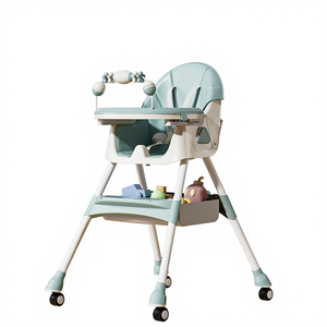 Cómoda Silla Alta para Comer para Bebés, Ajustable en Altura, Plegable, con Ruedas. - Product Image 1