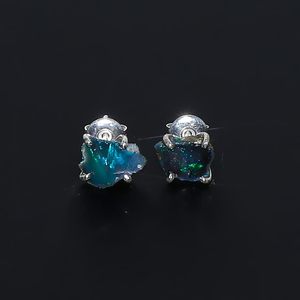 Gemkora Raw <b>Opal</b> Stud <b>Earrings</b> Claw Setting Unisex Everyday Wear - Product Image 3