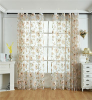 Rideau en tissu transparent de la série burn out, rideau en tissu transparent à motif imprimé de grande fleur pour chambre à coucher