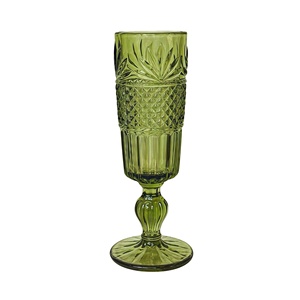 Flûtes à <span class=keywords><strong>champagne</strong></span> en verre gravé motif diamant vert sauge 135 ml – Gobelets vintage verts pour vin - Product Image 3
