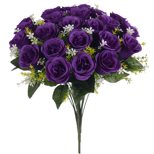 24 رأسًا من الحرير الوردي الاصطناعي على الطراز الحديث للزفاف وردة حمراء مخصصة زهرة بوش - Product Image 1