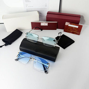 Lunettes <span class=keywords><strong>de</strong></span> <span class=keywords><strong>soleil</strong></span> Cartierring avec étui à lunettes, haute qualité, UV400, monture carrée, lunettes pour hommes et femmes - Product Image 1
