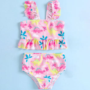 Venta caliente hecho a mano niños moda Bandeau Bikini 1 pieza traje de baño Paisley estampado lentejuelas cremallera Chicas En Bikini Lindas - Product Image 4