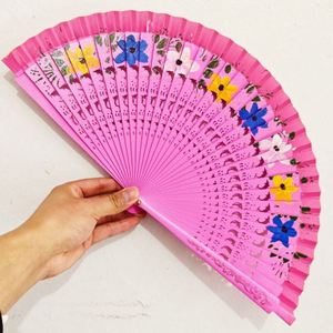 Éventail en bois personnalisé de 23 cm avec motif floral, option de logo personnalisé durable pour la décoration de la maison et les cadeaux promotionnels - Product Image 1