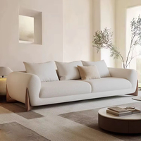 Moderno Conjunto de Sofá de Tres Plazas de Tela Italiana, Diseño Cómodo para Sala de Estar, Relleno de Espuma, Materiales de Madera para Apartamentos y Villas