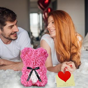 Cute Artificial Teddy Bear <b>Rose</b> Foam Flower Design-Valentine's Day Mother's Day Anniversary Birthday Gift 10-Inch <b>Clear</b> Gift Box - Product Image 3