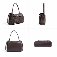 Sac à main vintage en cuir de vachette fendu et daim léopard, sac à bandoulière, vente en gros, logo personnalisé, sac à main pour femme
