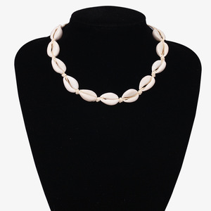 สร้อยคอเชือกถักมือจากเปลือกหอย ยืดหยุ่นได้ สีดำขาว เครื่องประดับสำหรับงานปาร์ตี้ริมชายหาด - Product Image 4