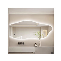 Düzensiz Şekilli Fransız Tarzı Cam LED Akıllı Dekoratif Banyo Aynası Çift Lavabolu Makyaj Masası Duvara Monte Oteller Konaklamalar