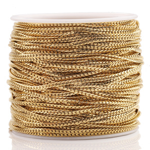 Cadena Cubana Plana de Acero Inoxidable de 1.8mm, Chapada en Oro, para Hacer Pulseras y Collares - Product Image 1
