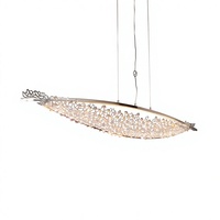 Lustre LED en cristal de luxe léger italien pour restaurant, design haut de gamme, créatif, en forme de bateau, installation artistique en maille pour bar