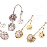 Breloque photo en alliage de zinc, pendentif cadre photo incrusté de perles, bijou commémoratif pour sacs et bagages, vente en gros