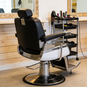 Sillón de Barbería de Lujo con Estructura de Acero Inoxidable, Elevación Hidráulica y Cuero Sintético para Salón de Belleza - Product Image 5