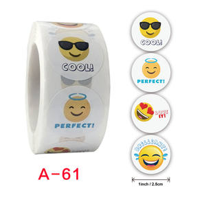 สติกเกอร์ม้วนขายส่ง ลายอิโมจิหน้ายิ้ม สติกเกอร์ให้กำลังใจ รางวัล ของเล่นเด็ก ตกแต่ง สติกเกอร์ติดฉลาก - Product Image 2