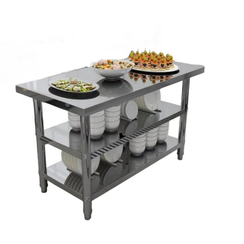 Strong load-bearing capacity Multi layered stainless steel workbench kitchen preparation table for the restaurant