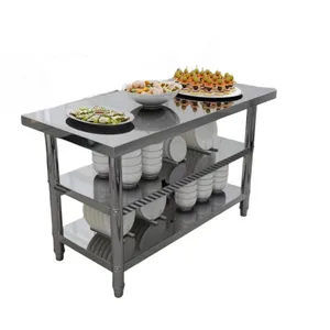 Forte capacité de charge Table de préparation de cuisine d'établi en acier inoxydable multicouche pour le restaurant