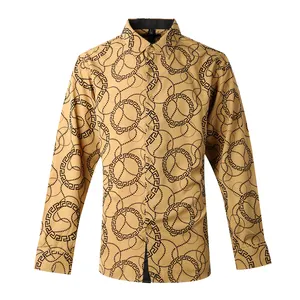 Korean fashion long sleeve collar shirt men blouse with many circles pattern
