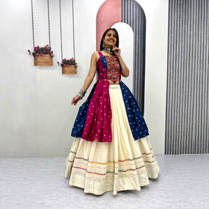 Lehenga Choli traditionnel indien pakistanais pour femmes, multicolore, brodé, longueur au sol, coupe ample, tenue de mariage - Product Image 1
