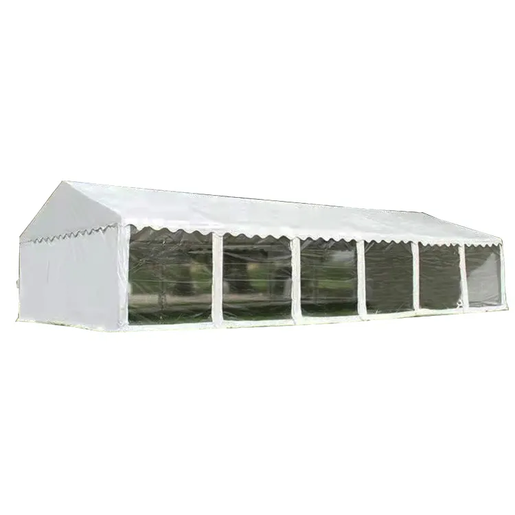 Tenda pesta ukuran kustom mudah dirakit tenda acara rentang panjang bingkai aluminium tenda pernikahan dengan lapisan atap