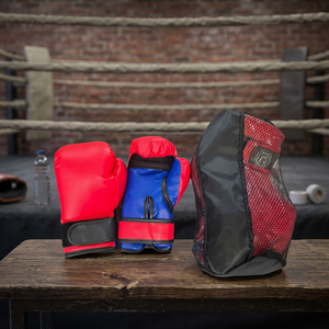 Guantes de Boxeo Rojos y Azules de Cuero PU, Equipo de Sparring Resistente con Bolsa de Malla, Equipo de Entrenamiento Unisex - Product Image 3