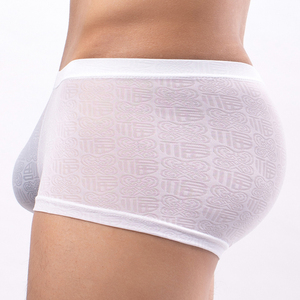Calzoncillos Bóxer Transpirables de Nailon para <span class=keywords><strong>Hombre</strong></span>, Estilo Sexy y Delgado, con Patrón Jacquard, Ropa Interior Masculina con Elasticidad - Product Image 3
