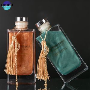 Botella de vidrio para aromaterapia, difusor de caña, Rectangular, cuadrado, ámbar, Arami, gran oferta - Product Image 4