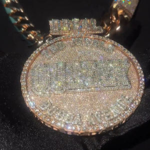 Liontin huruf lingkaran kustom mewah perhiasan mode VVS moissanite 925 perak 18K liontin huruf hip hop berlapis emas - Product Image 2