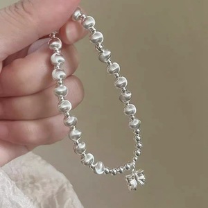 Bracelet en argent Sterling S925 pour femmes, avec breloque en forme de nœud, perle, bande élastique, bijoux cadeau - Product Image 4