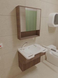 Lavabo Moderno de Piedra Artificial de Grado Médico, Montado en la Pared, con Barras de Seguridad para Baños y Hospitales - Product Image 5