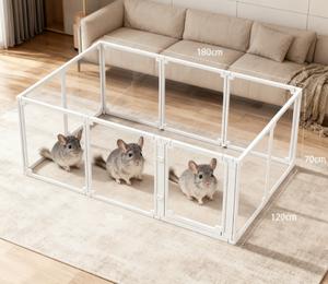 Şeffaf ABS PET Köpek Çiti ve Kafesi Büyük Tavşanlar, Gine Domuzları, Şinşillalar için Özelleştirilebilir Yükseklik Kaymaz İç Mekan Kullanımı Şık - Product Image 1