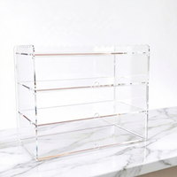 Vitrine de présentation de pâtisserie moderne en acrylique transparent à 3 niveaux personnalisable, idéale pour gâteaux et biscuits, pour cuisines domestiques et boulangeries