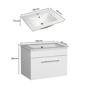 Mueble de Baño Flotante Moderno de MDF de 590 mm con <span class=keywords><strong>Lavabo</strong></span> de Cerámica de 24 Pulgadas - Product Image 6