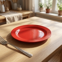 Assiette à salade ronde en mélamine rouge de 9 pouces, durable et personnalisable
