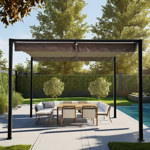 Pérgola Bioclimática Moderna para Jardín Exterior, Marco de Aluminio Ecológico, Tela de PVC Impermeable, Techo Retráctil, Toldo Económico y Natural - Product Image 1